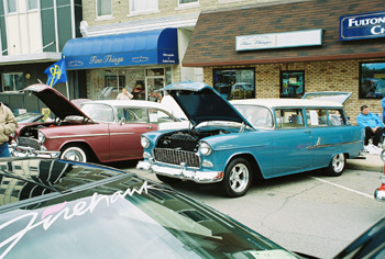 1955 Chevy wagon and Belair, Rochester Chili cookoff